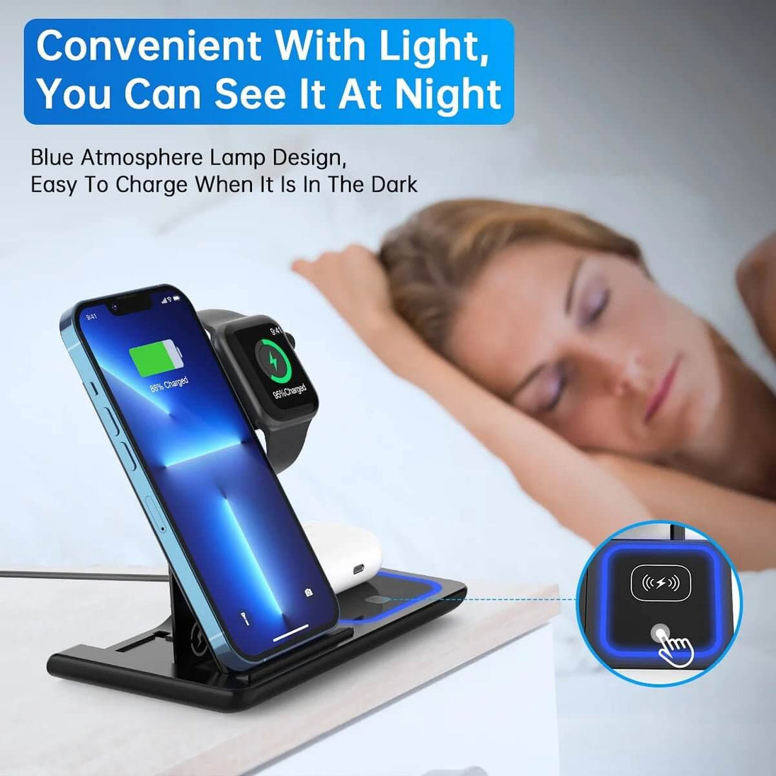 3 - in - 1 Wireless Charger - 18W Fast Charging Station for iPhone, iWatch, AirPods - All - Gadgetry