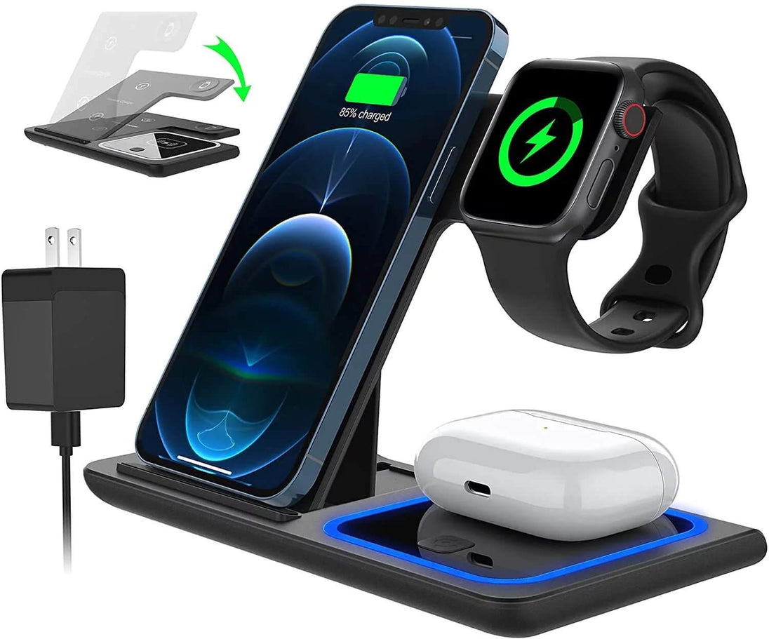 3 - in - 1 Wireless Charger - 18W Fast Charging Station for iPhone, iWatch, AirPods - All - Gadgetry