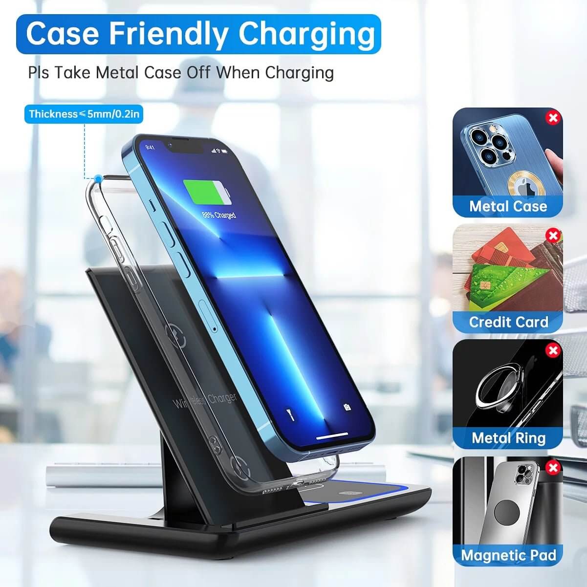 3 - in - 1 Wireless Charger - 18W Fast Charging Station for iPhone, iWatch, AirPods - All - Gadgetry
