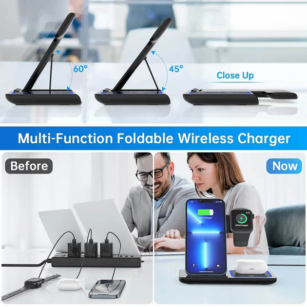 3 - in - 1 Wireless Charger - 18W Fast Charging Station for iPhone, iWatch, AirPods - All - Gadgetry