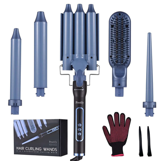 5 in 1 Hair Curler Set with Adjustable Temp and Ceramic Technology - All - Gadgetry