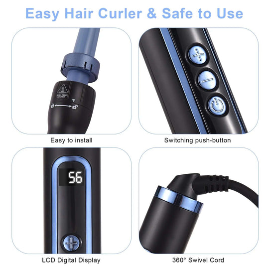 5 in 1 Hair Curler Set with Adjustable Temp and Ceramic Technology - All - Gadgetry