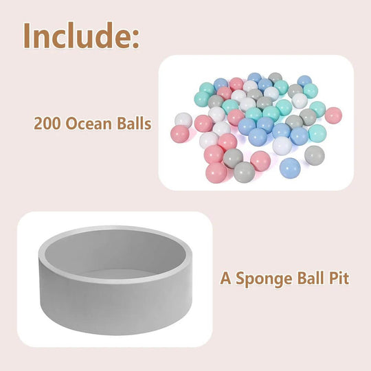 Angku Ball Pit for Toddlers - Thickened Cotton Playpen with 200 Ocean Balls - All - Gadgetry
