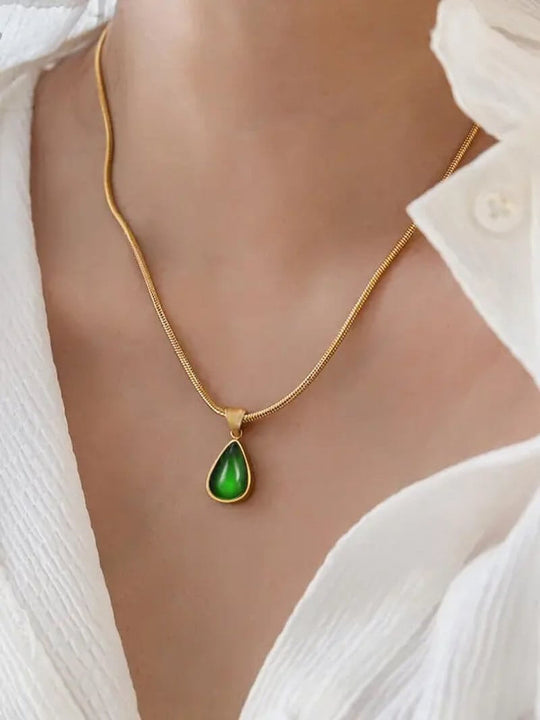Elegant Water Drop Shaped Artificial Zircon Decor Pendant Necklace for Women, Trendy All - Match & Exquisite Stainless Steel Jewelry for Birthday Gift for Women without Box - All - Gadgetry
