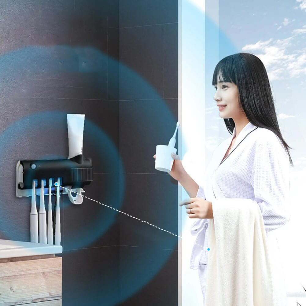 Intelligent UV Toothbrush Sanitizer Solar Energy Electric Toothbrush Hanger Multifunctional Wall Mount Bathroom Accessories - All - Gadgetry