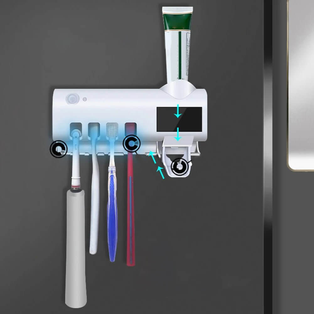 Intelligent UV Toothbrush Sanitizer Solar Energy Electric Toothbrush Hanger Multifunctional Wall Mount Bathroom Accessories - All - Gadgetry
