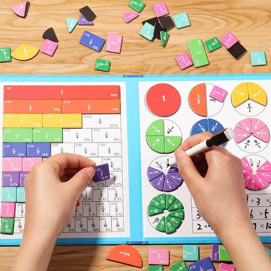 Magnetic Fraction Learning Math Toy Montessori Arithmetic Teaching Aids Wooden Book Educational Toys for Children Christmas Gift - All - Gadgetry