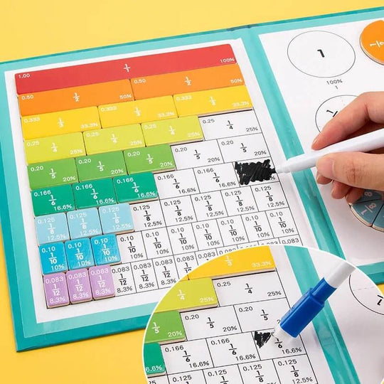 Magnetic Fraction Learning Math Toy Montessori Arithmetic Teaching Aids Wooden Book Educational Toys for Children Christmas Gift - All - Gadgetry