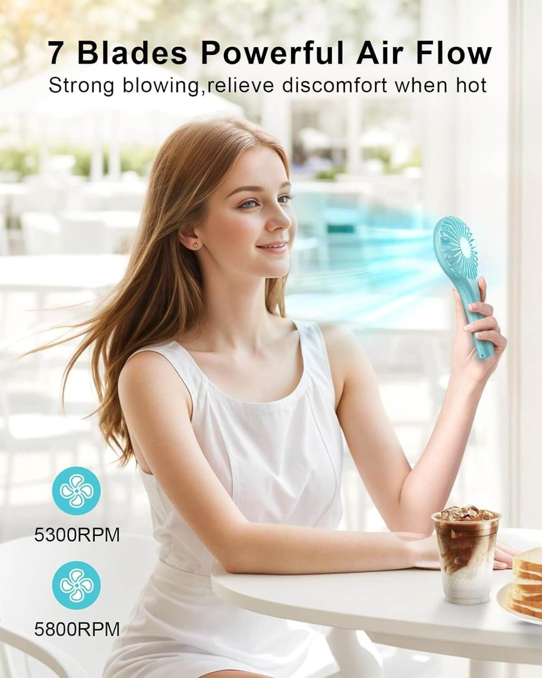 Mini Handheld Fan Battery Operated Small Personal Portable Speed Adjustable USB Rechargeable Fan Cute Design Powerful Eyelash Fan for Stylish Kids Girls Women Men Indoor Outdoor Travelling - All - Gadgetry