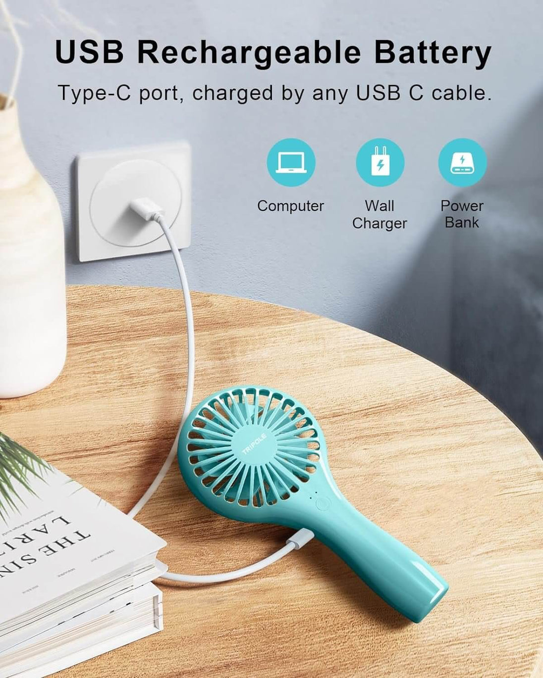 Mini Handheld Fan Battery Operated Small Personal Portable Speed Adjustable USB Rechargeable Fan Cute Design Powerful Eyelash Fan for Stylish Kids Girls Women Men Indoor Outdoor Travelling - All - Gadgetry