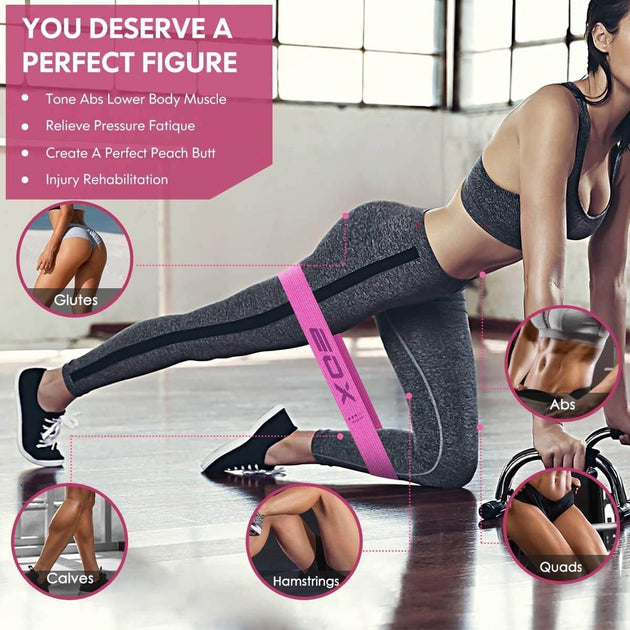 Non - Slip Fabric Exercise Resistance Bands - 5 Levels for Legs & Glutes - All - Gadgetry