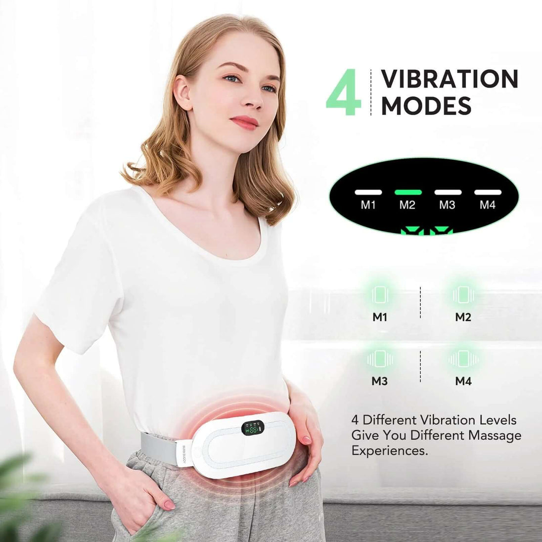 Portable Heating Pad for Period Cramps,1800Mah Cordless Period Heating Pad,3 Massage Modes Menstrual Heating Pad,Electric Rapid Fast Heating Period Cramp Heating Pad, Gifts for Women & Girl,White - All - Gadgetry