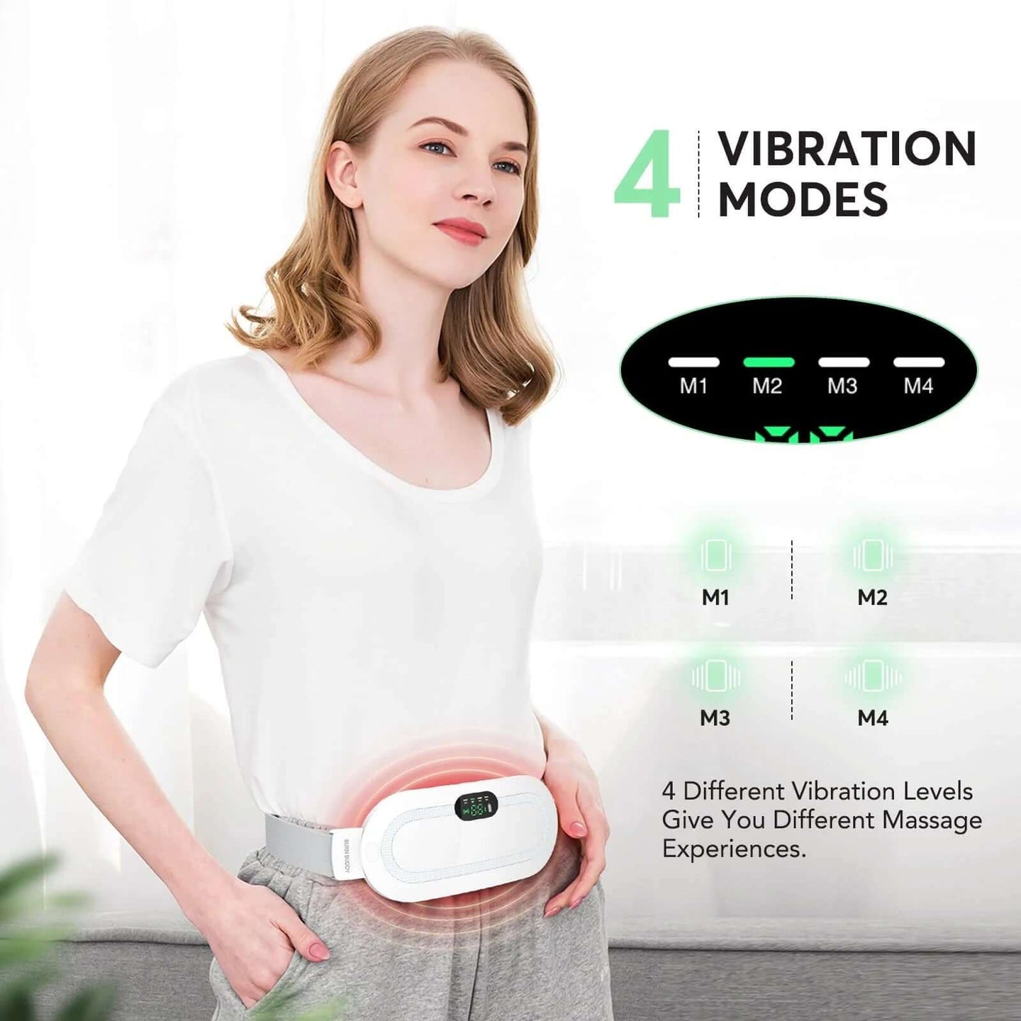 Portable Heating Pad for Period Cramps,1800Mah Cordless Period Heating Pad,3 Massage Modes Menstrual Heating Pad,Electric Rapid Fast Heating Period Cramp Heating Pad, Gifts for Women & Girl,White - All - Gadgetry