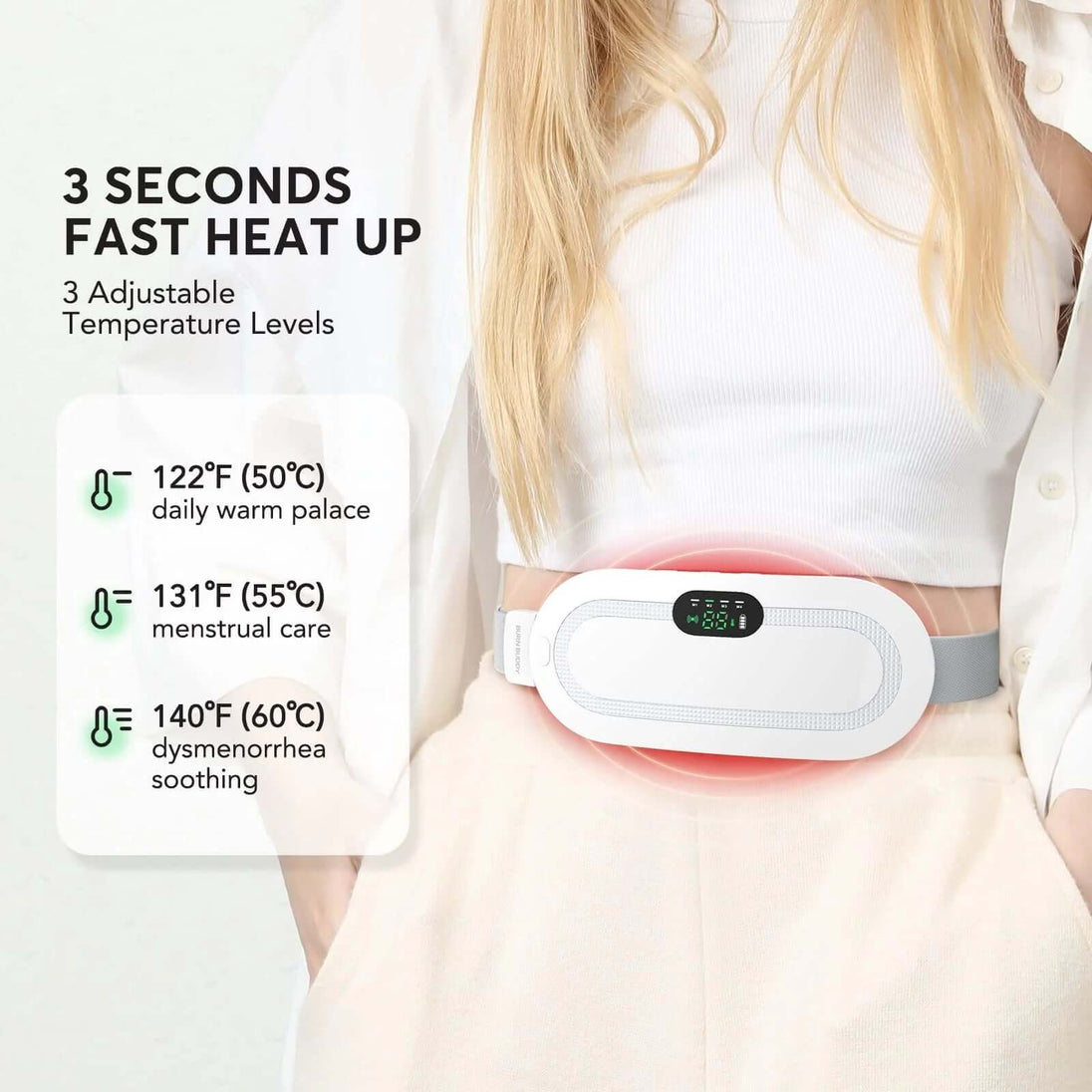 Portable Heating Pad for Period Cramps,1800Mah Cordless Period Heating Pad,3 Massage Modes Menstrual Heating Pad,Electric Rapid Fast Heating Period Cramp Heating Pad, Gifts for Women & Girl,White - All - Gadgetry