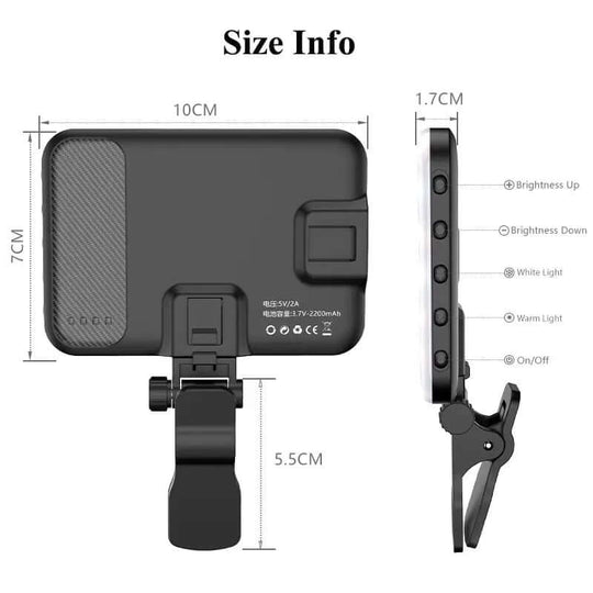 Portable LED Selfie Light with Front &Back Phone Clip for Father'S Day Gift,High Power 6O LED 2000MAH Rechargeable Camera Fill Light for Summer 3 Light Modes Clip on Ring Light for Tablet/Laptop/Camera/Tripod Zoom Call Video Fill Light for Camera Use - All - Gadgetry