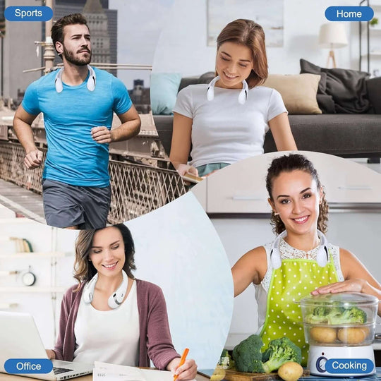 Portable Neck Fan 5000Mah Foldable Neck Fan LED Display, 3 Speeds Adjustable Folding Neck Fan USB Powered Hands Free Fan White - All - Gadgetry