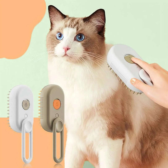 Self - Cleaning Steamy Pet Brush for Massage & Hair Removal - All - Gadgetry