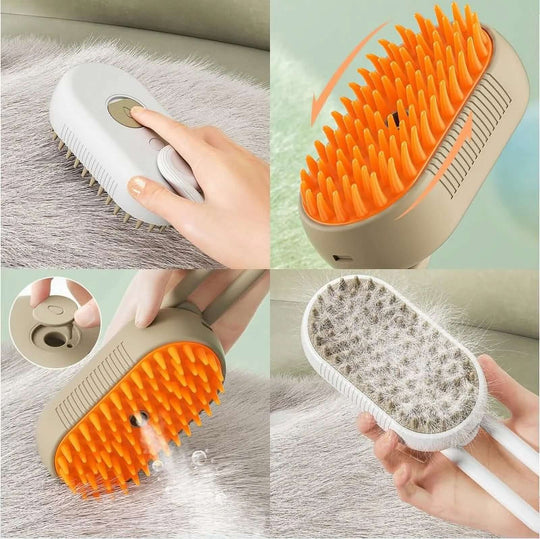 Self - Cleaning Steamy Pet Brush for Massage & Hair Removal - All - Gadgetry