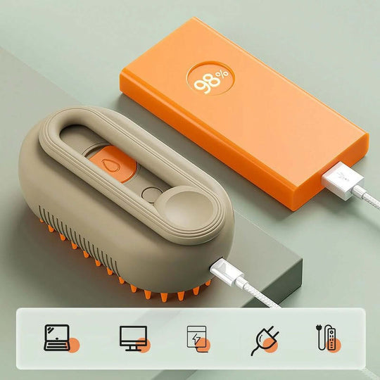 Self - Cleaning Steamy Pet Brush for Massage & Hair Removal - All - Gadgetry