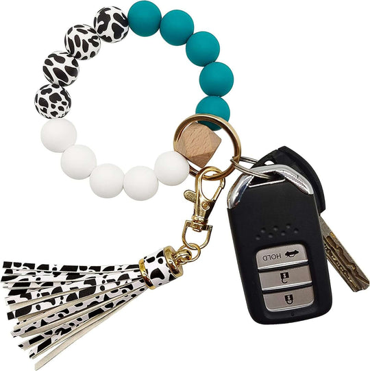 Silicone Keychain Bracelet for Women Beaded Keyring Wristlet House Car Keys Ring Holder with Gift Box - All - Gadgetry