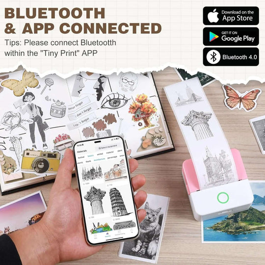 Thermal Mini Printer, Portable Inkless Sticker Maker, Bluetooth Printer for Phone, Wireless Label Printer with Tape, Free Cut Small Pocket Printer for Notes&Children DIY, Compatible with Ios&Android - All - Gadgetry
