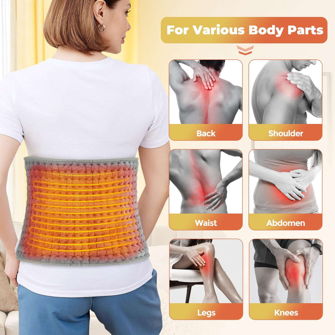 Washable Electric Heating Pad | Winter Warmer for Back & Abdomen - All - Gadgetry