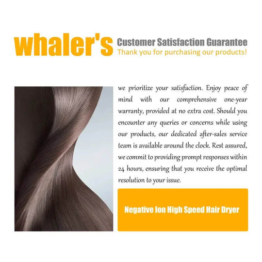 Whaler'S Professional High Speed Anion Hair Dryer - 110,000RPM, 23M/S Wind Speed, 300 Million Negative Ions, 8 Layers of Noise Damping Technology - Ideal for Home, Travel, and Gift - All - Gadgetry