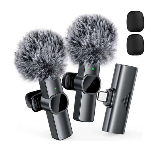 "Wireless Mini Lavalier Microphone for iPhone & Type C - Perfect for Live Interviews and Gaming!" - All - Gadgetry